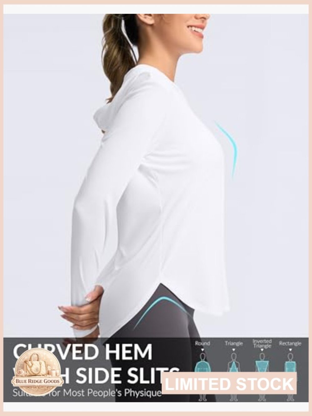 UPF 50+ Long Sleeve Hooded Sun Shirt Lightweight Quick Dry Athletic Top - Picture 5 of 7